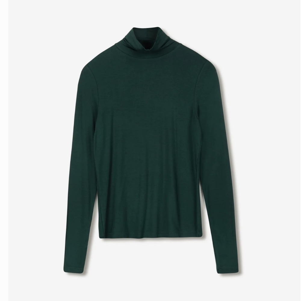 POINT Dark Green Turtleneck Long Sleeve Top- The Gallery